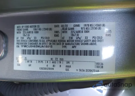 2022 Ford Escape Sel from USA, damaged, VIN 1FMCU0H65NUA18015